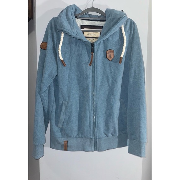 Naketano The Poets choice blue jacket rope drawstring leather‎ logo men's large